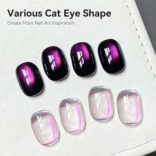 MAYCHAO 15ML Purple Tears Cat Eye Gel Nail Polish 1Pc Aurora Purple Cat Eye Gel Polish with Magnet Soak off Holographic Magnetic Nail Polish for Nail Art Manicure Salon DIY at Home, 0.5 OZ thumbnail 2