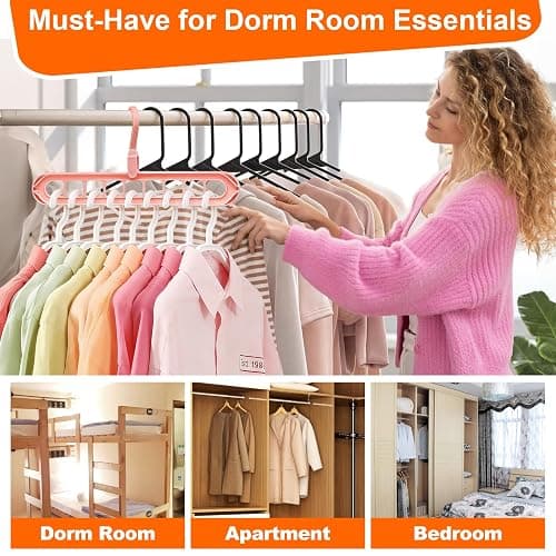 HEYHOUSE Closet Organizers and Storage,College Dorm Room Essentials,Pack of 10 Multifunctional Organizer Magic Space Saving Hangers with 9 Holes Storage Organization for Wardrobe Closet thumbnail 3