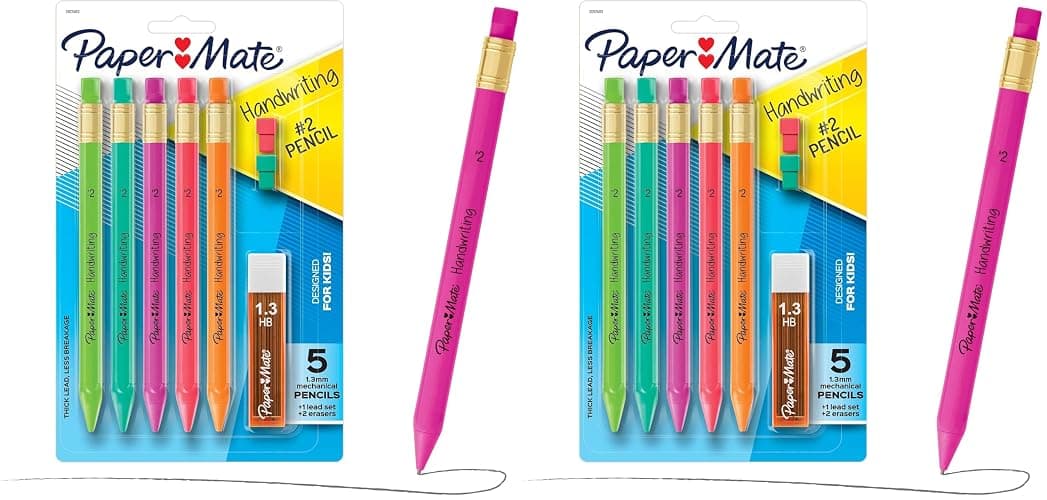 Paper Mate Handwriting Triangular Mechanical Pencil Set with Lead & Eraser Refills, 1.3mm, School Supplies, Office Supplies, Sketching Pencils, Drafting Pencil, Fun Barrel Colors, 8 Count (Pack of 2) - Image 1