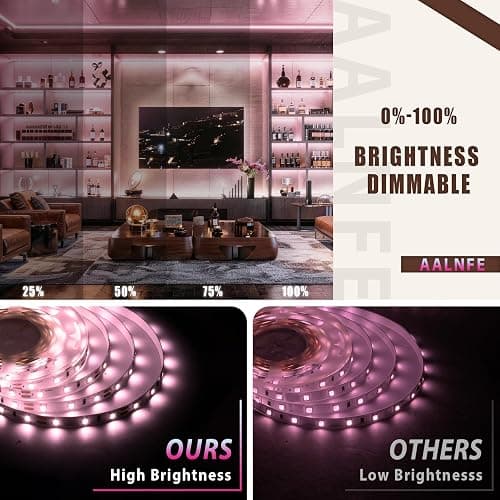 Aalnfe 10 FT Pink LED Strip Lights for Bedroom Decor 24V Dimmable Flexible LED Rope Lights LED Lights Strip Tape Lights for Romantic Wedding Girls Bedroom Party Home Indoor Decorative Lighting thumbnail 4