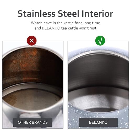 Tea Kettle, 2.3 Quart / 2.5 Liter BELANKO Stainless Steel Tea Kettles, Food Grade Stovetops Tea pot with Wood Pattern Handle Loud Whistling for Tea, Coffee, Milk etc, Gas Electric Applicable - Gray thumbnail 6
