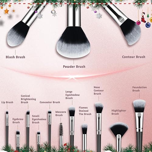 Makeup Brush Set, Premium Synthetic 14 Pcs Makeup Brushes, Travel Makeup Brush Set for Foundation, Concealer, Blush and Eyeshadow Brush(Black) thumbnail 2