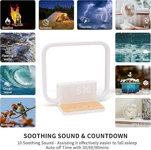 RETEYUNG Bedside Lamp with Alarm Clock and Wireless Charger thumbnail 9