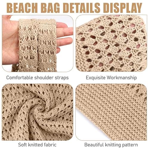 hatisan Crochet Bags for Women - Summer Beach Tote, Aesthetic Hippie Knit Bag thumbnail 5