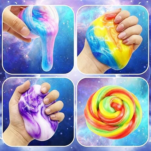 Galaxy Slime 4 Pack, Non-Sticky Wet Slime, Colorful, Stress Relief Toy, Party Favors for Boys Girls, Super Soft, 60ml Each thumbnail 6