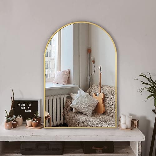 Arched Wall Mirror for Bathroom,Mirrors for Wall,24''x36'',Vanity Mirror for Bedroom Dresser, Entryway, Living Room, Metal Frame (36''x24'',Gold) - Image 1