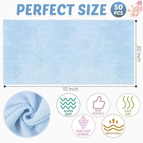 Newwiee 50 Pack Baby Burp Cloths 20''x10'' Absorbent Burping Cloths for Girl Boy Large Baby Rags Towels for Newborn Essential(Colorful) thumbnail 2