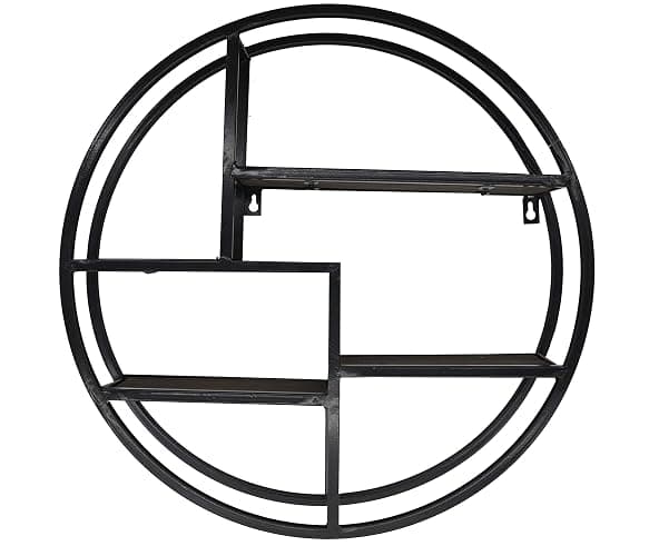Admired By Nature, 18" Mounted Iron Circle Hanging Storage Shelving Floating Shelf 4 Tier Floating Circular Wall Decor Round Decorative Hanging Shelves, Sphere Shape Wall Shelf For Home, Black, 1 unit thumbnail 6