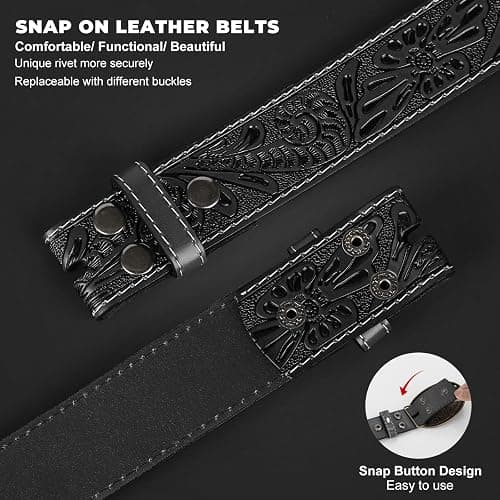 BELTROAD Western Leather Belt Strap for Men Women Cowboy Cowgirl Leather Mens Belts for Jeans Birthday Christmas Belt Gifts thumbnail 3