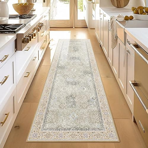 Ashler Runners for Hallways, 2x6 Runner Rugs, Ultra-Thin Boho Rug, Vintage Long Rugs for Entryway, Kitchen, Beige/Natural/Light Coffee Rug Home Decor, Low-Pile Non-Slip & Machine Washable Rugs - 2' x 6' (Runner) - A-beige/Natural/Light Coffee thumbnail 4