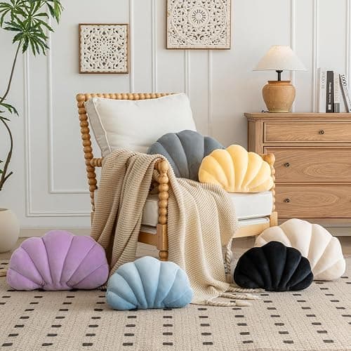ZCNYCLAM Shell Pillow, Shell Shaped Decorative Throw Pillows with Velet for Couch Bed, Cute Seashell Beachy Room Decor Aesthetic Throw Pillows for Bedroom Living Room(13x10 Inches, Dusty Blue) thumbnail 7