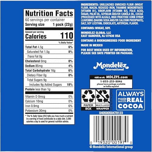 OREO Chocolate Sandwich Cookies, 60 Snack Packs (2 Cookies Per Pack) | Always made with Real Cocoa, Certified Kosher, Individually Wrapped thumbnail 17