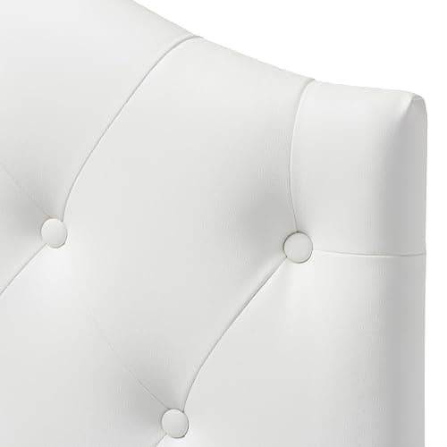 Baxton Studio Myra Modern and Contemporary White Faux Leather Upholstered Button-Tufted Scalloped Twin Size Headboard thumbnail 5