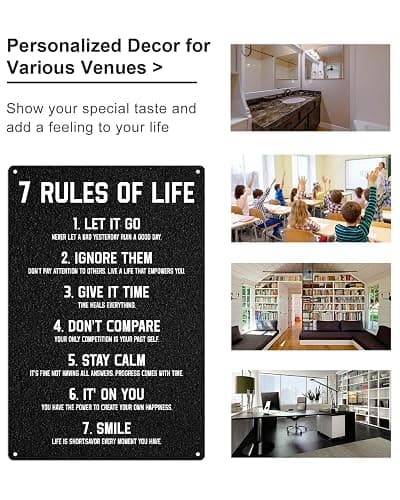 ALKB Inspirational Wall Sign 8x12", 7 Rules of Life Motivational Decor | Perfect Wall Decor for Home, Office, Teen Boys Bedroom, Classroom & Gym thumbnail 7