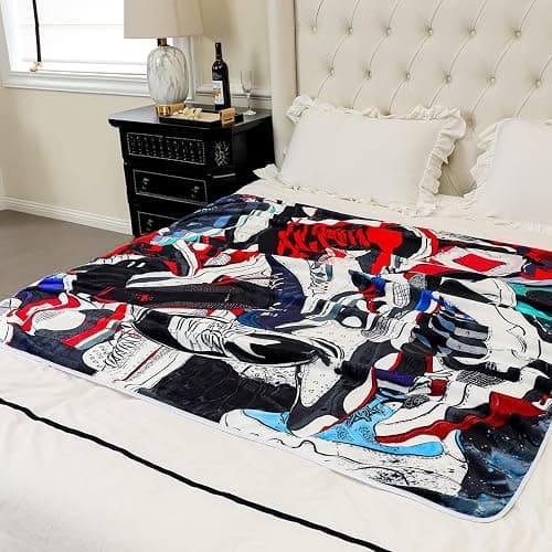 EISKBC Basketball Sneaker Blanket for Boys, Soft Cozy Warm Flannel Fleece, Decorative for Sofa, Couch, Chair, Bed, Living Room, 60x50inch thumbnail 6