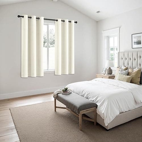 MIULEE Cream Blackout Curtains for Bedroom Living Room 63 Inches Long 2 Panels, Thermal Insulated Room Darkening Drapes Solid Grommet Noise Reduction Light Blocking Window Treatments 40x63 Inch thumbnail 6