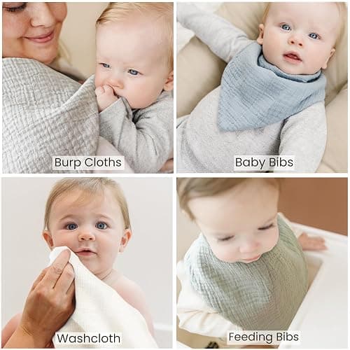 Konssy Muslin Baby Bibs 10 Pack Baby Bandana Drool Bibs 100% Cotton for Unisex Boys and Girls, Soft Absorbent Set for Teething and Drooling thumbnail 5