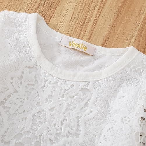 Voonlie Newborn Baby Girl Clothes Infant Girl Lace Romper Ripped Jeans Clothing Set thumbnail 6