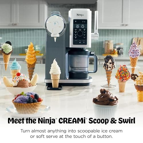 Ninja CREAMi Scoop & Swirl Ice Cream Maker, Soft Serve Desserts, Sorbet, Milkshakes, Frozen Yogurt and More, 13-in-1 Programs, Includes Handle and Two 16 oz 2-in-1 Pints, NC701 thumbnail 2