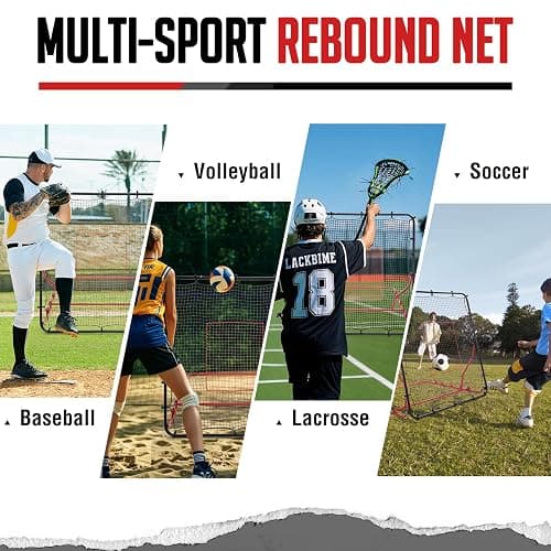 Baseball Rebounder Net, 3/5 Adjustable Angles 4x4.5FT Pitch Back Baseball Softball Volleyball Rebounder with 2 Strike Zones, UV Resistant, Pitchback Trainer for Ground, Line Drive & Fly Balls thumbnail 8
