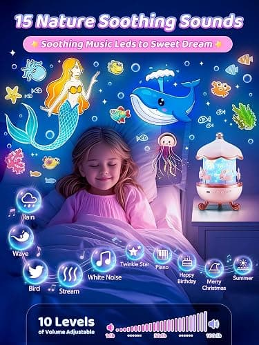 Carousel Night Light for Kids, 15 Music+15 Films+315 Colors Star Projector for Kids Night Light Projector,360°+Remote+1200mah Star Lights for Ceiling,Unicorn Toys for Girls Room Decor Christmas Gifts thumbnail 3