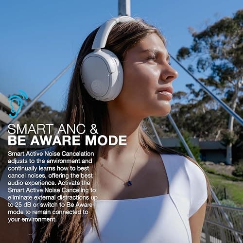 JLab JBuds Lux ANC Wireless Headphones, Cloud White, Hybrid Active Noise Cancelling, Customizable Sound, Spatial Audio Compatible, Premium Over-Ear Bluetooth Headset thumbnail 3