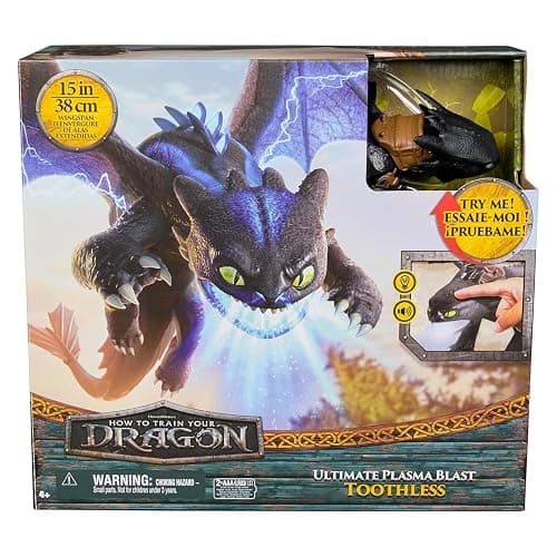 Dreamworks Dragons, How to Train Your Dragon, Ultimate Plasma Blast Toothless, 25” Wings with Lights & Sounds Action Figure, Kids Toys for Boys Ages 4 and up - Multicolor thumbnail 3