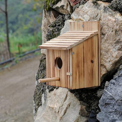 Wood Bird Houses for Outside with Pole Wooden Bird House for Finch Bluebird Cardinals Hanging Birdhouse Clearance Garden Country Cottages thumbnail 3