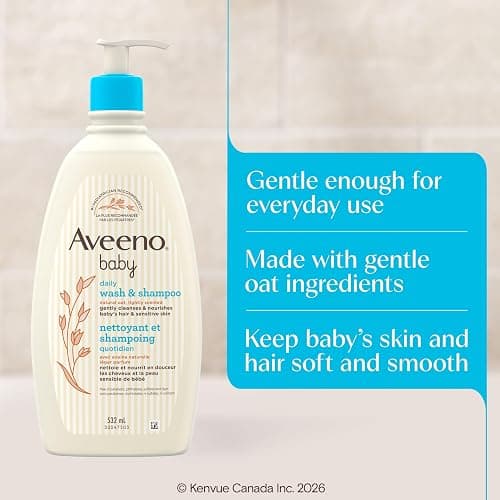Aveeno Baby Daily Moisture Wash & Shampoo, Tear-Free, 18 fl. oz | 2-in-1 Baby Wash and Hair Shampoo with Oat Extract, for Sensitive Skin and Hair, No Added Parabens thumbnail 4