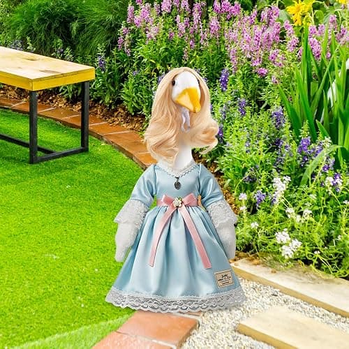 Dansydaisy 3 Pcs Easter Porch Goose Wigs, Porch Goose Outfit Suitable for 17 Inch and 23 Inch Statue, Cute Outdoor Statue Accessories, Patio Yard Goosey Wig for Lawn Garden Easter Decoration(Shocking) thumbnail 7
