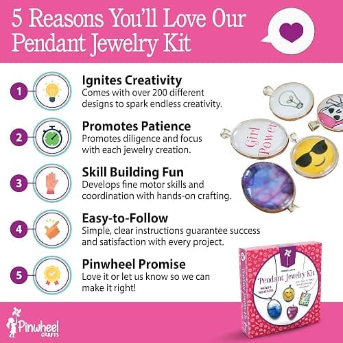 Pinwheel Crafts Pendant Jewelry Making Kit for Girls 8-12+ Years, Necklace and Bracelet Making Kit for Kids – Single Craft to Create Multiple Necklace & Bracelet for Teens with 200 Designs thumbnail 2