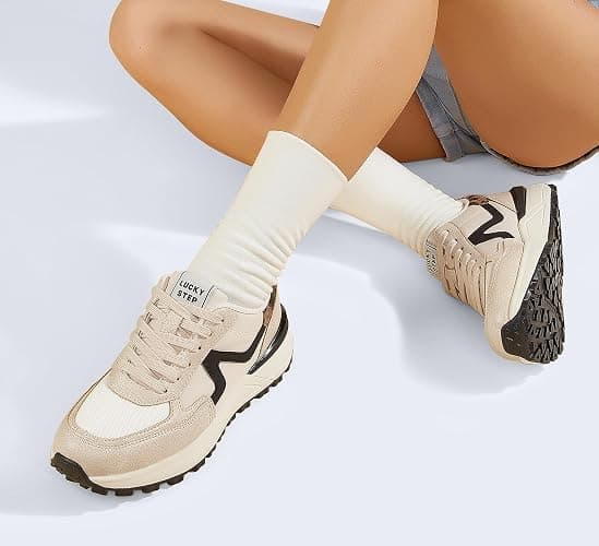 LUCKY STEP Women's Retro Fashion Casual Sneakers Platform Classic Trendy Trainning Anti-Slip Tennis Travel Walking Shoes thumbnail 6