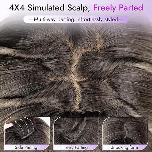 Eawwii Long Ginger Wig with Bangs for Women,4x4 Realistic Scalp, Free Parting,Layered Hairstyle Synthetic Heat Resistant for Daily Party Use 26 inch thumbnail 3