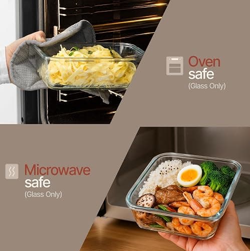 Bakken Borosilicate Glass Food Storage Containers with Lids 24 Pieces, BPA-Free Stackable Lunch & Leftover Containers, Microwave, Freezer & Dishwasher Safe, 100% Airtight Leak-Proof, Black thumbnail 5