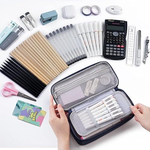 WEMATE Large Pencil Case, Big Capacity Pencil Pouch Stationery Pen Bag, Storage High Capacity Bag Pouch Holder Box Organizer, Marker Pen Case for Women & Men thumbnail 4