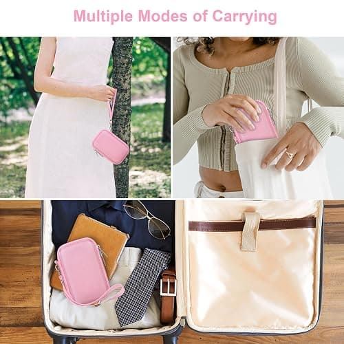 Canboc Camera Case for Canon PowerShot G7 X Mark III/ G7X Mark II Digital 4K Vlogging Camera, Point and Shoot 4K Video Camera Bag, Zipper Mesh Pocket fits USB Cable, Batteries, Pink thumbnail 3