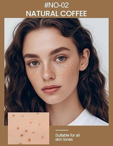 Erinde 2PCS Freckle Pen, Faux Freckle Stamp Waterproof, Fake Face Freckles Stain Makeup, Long Lasting Quick Dry Freckle Maker, Natural Lifelike Soft Dot Freck Pen, 02 Natural Coffee thumbnail 2