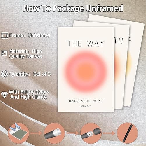 KFDJIG Jesus Poster Set of 3,Jesus Is The Way and The Truth and The Life Bible Verse Canvas Wall Art Religious Christian Minimalist Prints Inspirational Decor for Bedroom Living Room 16x24in Unframed thumbnail 7
