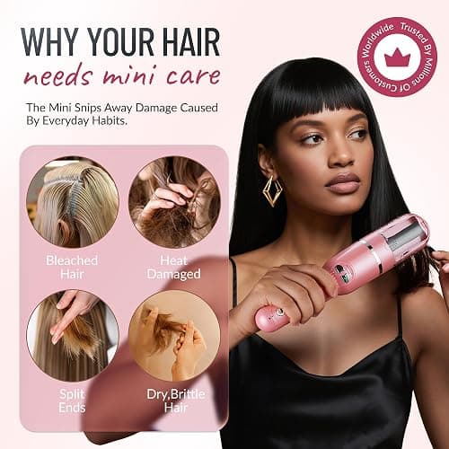 Split Ender Mini – Original Cordless Split End Hair Trimmer for Dry, Damaged, Brittle, Curly, Frizzy, or Straight Hair – Battery Operated Home Styling Tool for Split Ends (Battery-Powered, Light Pink) thumbnail 6
