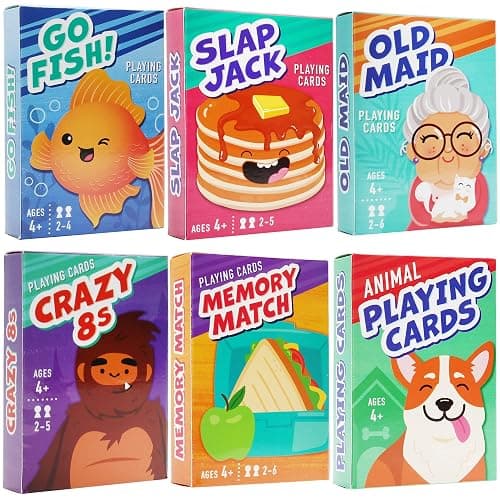 LotFancy Card Games for Kids, 6 Decks, Go Fish, Old Maid, Crazy Eights, Memory Match, Slap Jack, Animal Playing Cards, Easter Basket Stuffers, Stocking Stuffers, Birthday Gifts thumbnail 8