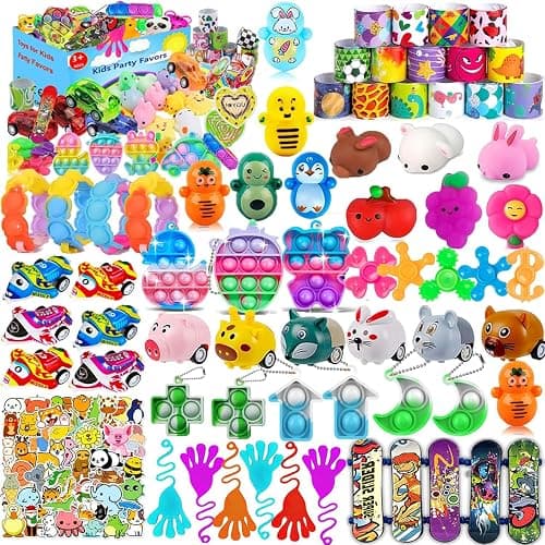 Mivanlin 117 Pcs Party Favors for Kids 4-8 8-12, Pop Fidget Toys, Treasure Box Toys for Classroom Prizes, Pinata Filler Goodie Bag Stuffers, Treasure Chest, Prize Box Toys for Boys Girls - Image 1