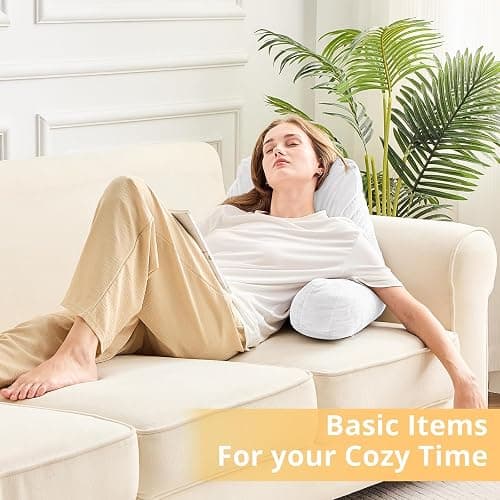Sasttie Reading Pillow, Velvet Back Pillow for Bed Sitting Up, Adult Back-Rest Support Cushion with Arms for Sit Up on Couch, Sofa, and Floor, Dorm Essentials, Reading Accessories, White thumbnail 9
