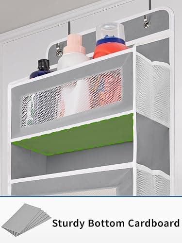 JARLINK Over The Door Organizer Storage, 5 Shelf Hanging Door Organizer with 5 Large Capacity Pockets, Anti Tilt 44 lb Load Behind Door Storage for Bedroom, Bathroom, Pantry, Nursery, (Grey) thumbnail 8