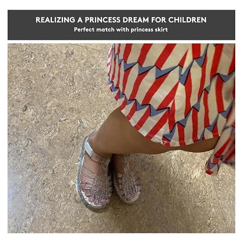 TANDEFLY Jelly Sandals for Girls,Closed Toe Princess Costume Summer Dress Shoes Fisherman Water Beach Rubber Sole Flat Sandals for Toddler Little Kid Big Kid thumbnail 6