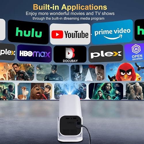YGSKK Mini Projector with Wifi and Bluetooth, Built-in Apps,Movie Projector | Electric Focus Portable Projector, 1080P Video Projector for Bedroom, Supports Smartphone/TV Stick/iPad/PS5/Laptop/HDMI/USB thumbnail 3