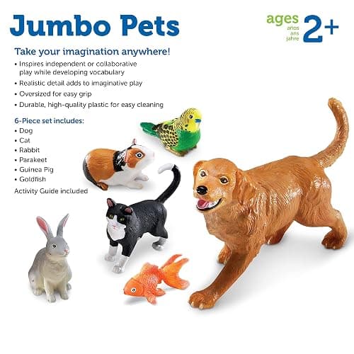 Learning Resources Jumbo Domestic Pets - 6 Pieces, Ages 2+ Preschool Pet Toys, Classroom Desk Pets, Preschool Learning Toys thumbnail 6