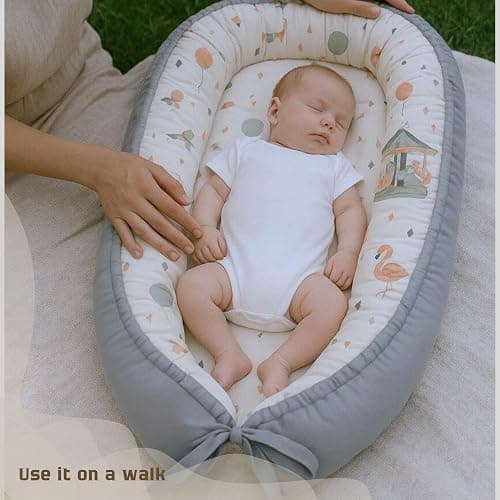 SkyLes Baby Nest Pod for Newborn 0–12 Months – Baby Lounger with Memory Foam Mattress (60×25cm), Removable Washable Cover, Soft and Breathable Fabric. thumbnail 2