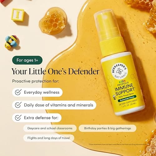 BEEKEEPER'S NATURALS Kids Propolis Throat Spray, 1.0 oz, Pack of 1｜Natural Immune Support & Sore Throat Relief, Has Antioxidants, Gluten-Free thumbnail 3