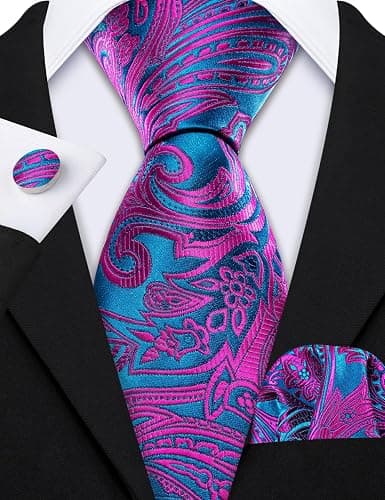 Barry.Wang Men Ties Paisley Woven Silk Necktie Set with Pocket Suqare Cufflinks Formal thumbnail 4