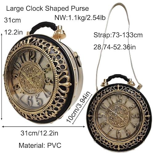 Lyuxhetaokdiq Women PVC Clock Shaped Handbag Crossbody Shoulder Bag Clock Purse thumbnail 6